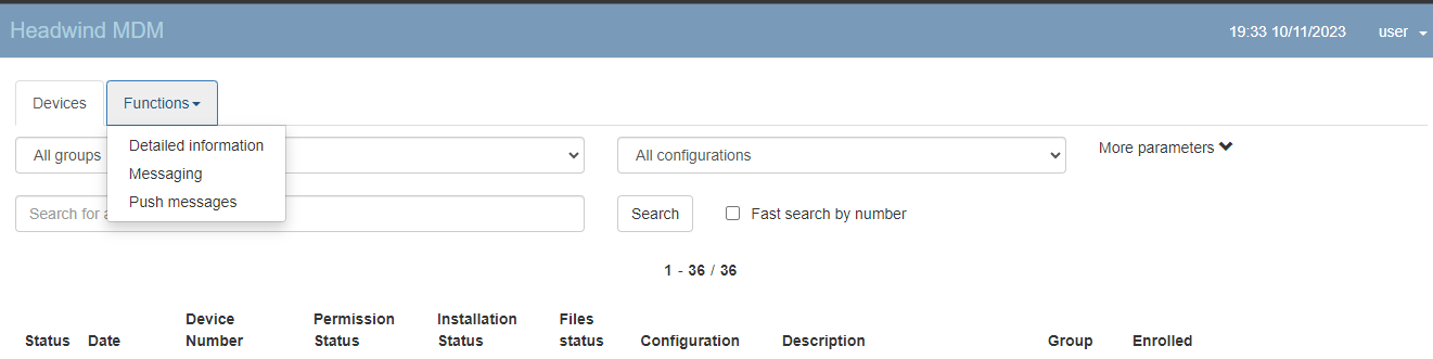 Available functions before modifying the user cookie